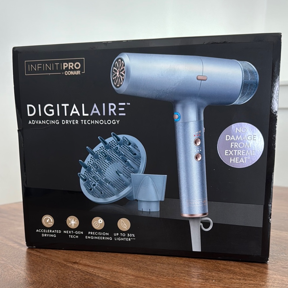 NWT InfinitiPRO by Conair DigitalAIRE Blue Hair Dryer